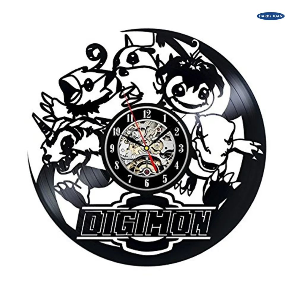 

saat Digimon Cartoon Game Creative Vinyl Wall Clock dial vision,wall clock saat alarm clock reloj large wall clock duvar saati