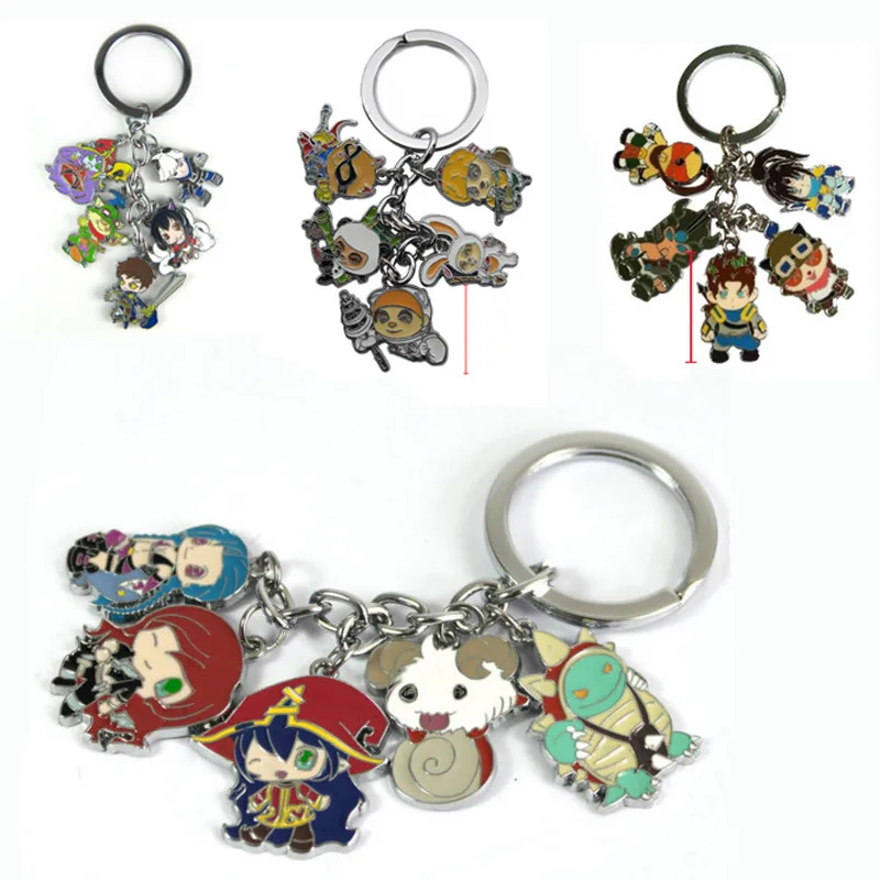 

Game LOL Jinx Katarina Rammus key chains League of New Legends Xin Zhao Teemo Garen Tryndamere Lee Sin pendant metal Llaveros