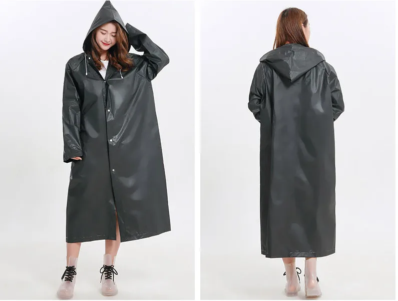19.Fashion Adult Women Raincoat Rain jacket Outdoor Travel Eva Transparent Rain Gear Poncho Coat Waterproof Long Rainwear