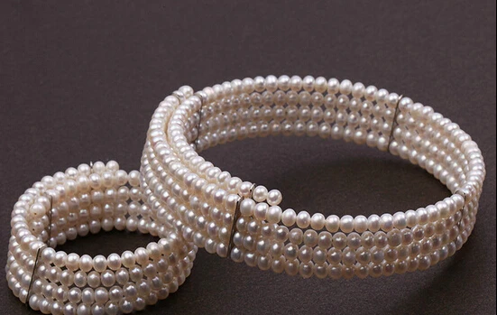 

ddh001225 row 5mm White Freshwater Pearl Choker Necklace and Bracelet Set