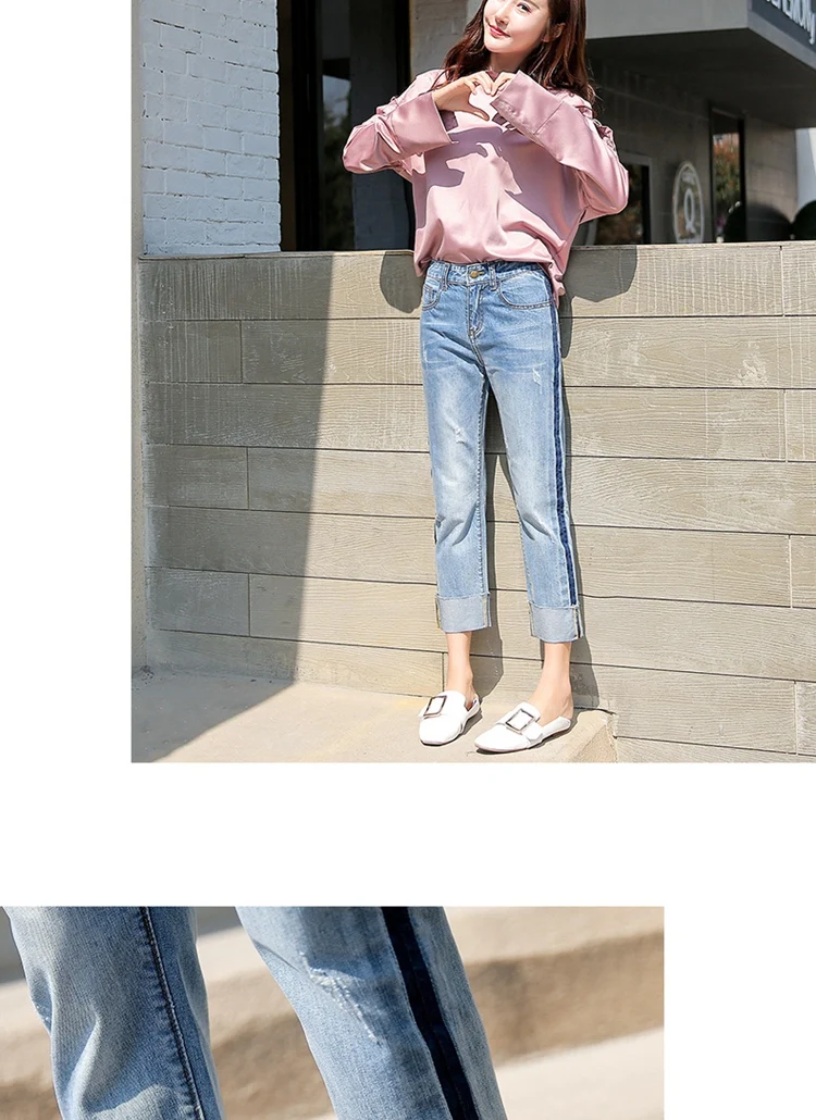 CTRLCITY 2018 модные летние джинсы-бойфренды для Для женщин Винтаж Высокая талия мыть кнопку синие джинсы Винтаж манжеты джинсы