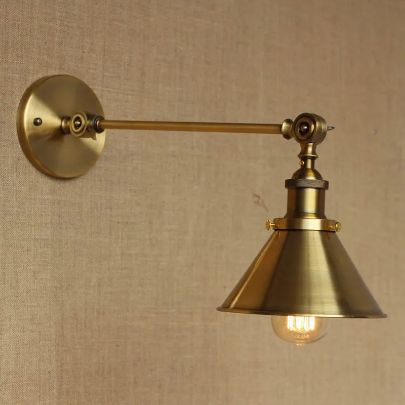 Antique gold long swing arm wall lamp for workroom bedside bedroom illumination sconce Antique gold long swing arm wall lamp for workroom bedside bedroom illumination sconce