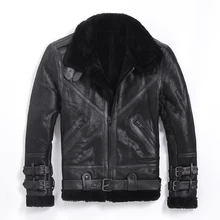 Качественная овчина, мотор овчина, Мужская теплая кожаная куртка, мужское меховое зимнее пальто. Куртки из шерсти размера плюс