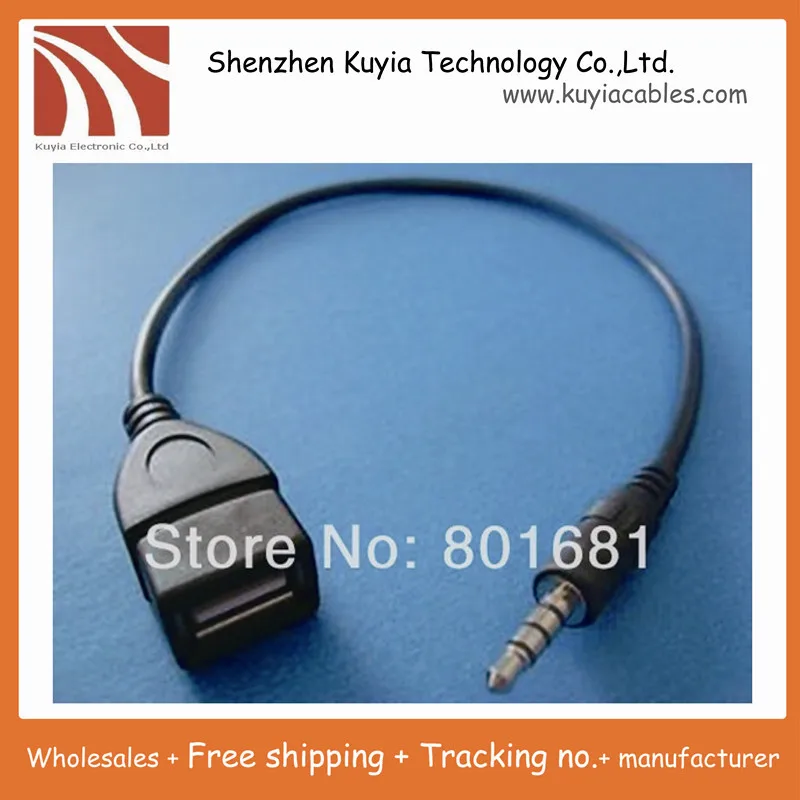

20Pcs/lot Free Shipping Hotselling 3.5mm To USB Female Cable Adapter Audio Aux Jack Male Converter Charge Cable