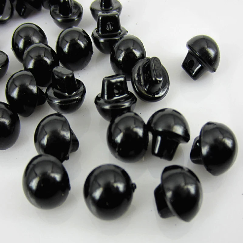 120Pcs 3/8" Black Imitation Pearl Buttons Round Plastic Buttons Fit