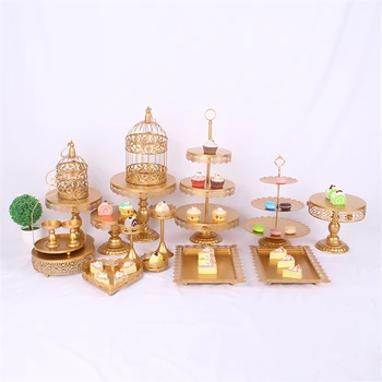 

18pcs Set Decoration Crystal 3 Tier Metal Cupcake Gold Birthday Cake Stand
