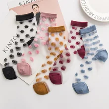 La MaxPa Tansparent женские носки летние носки в сетку Женская Блестящая сетка сексуальные блестящие короткие яркие хлопковые милые повседневные носки k1565