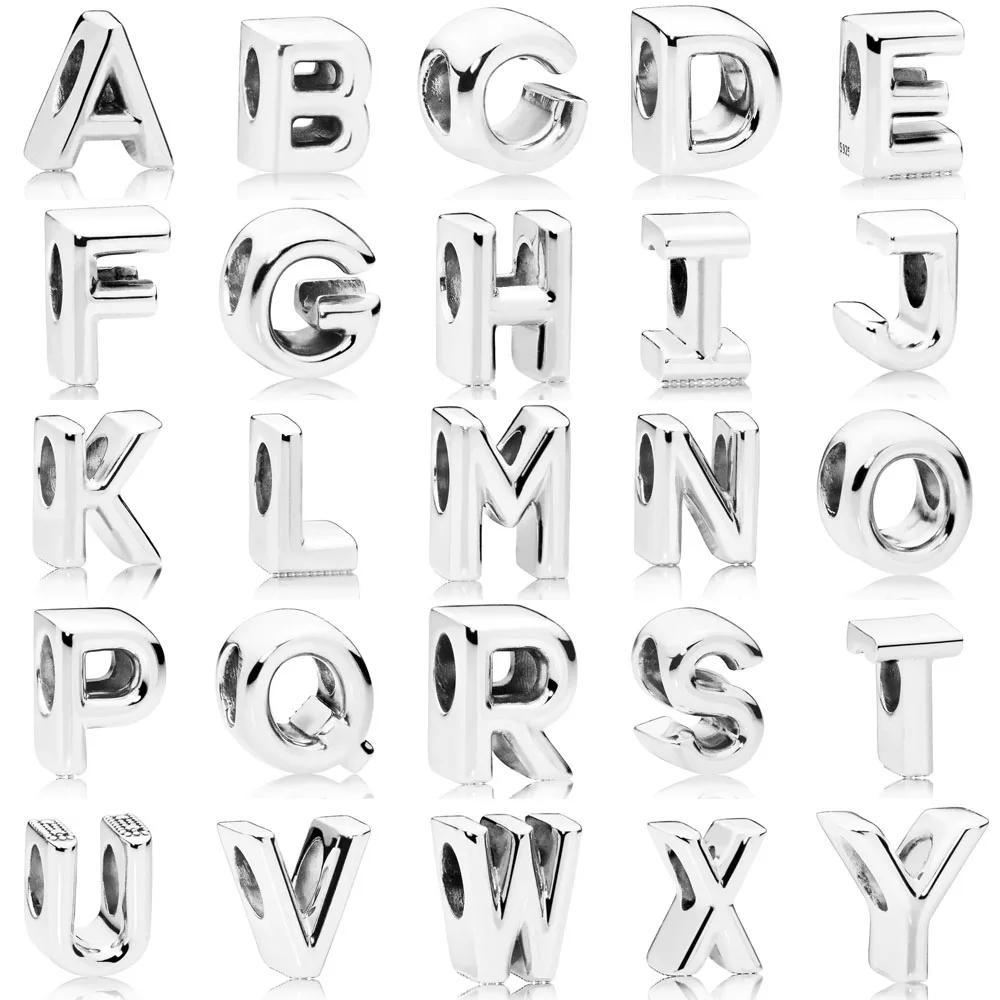 

100% 925 Silver 26 letter Petite Locket charm Bracelet Fit Pandora Bracelet Box Small charm letter DIY Jewelry