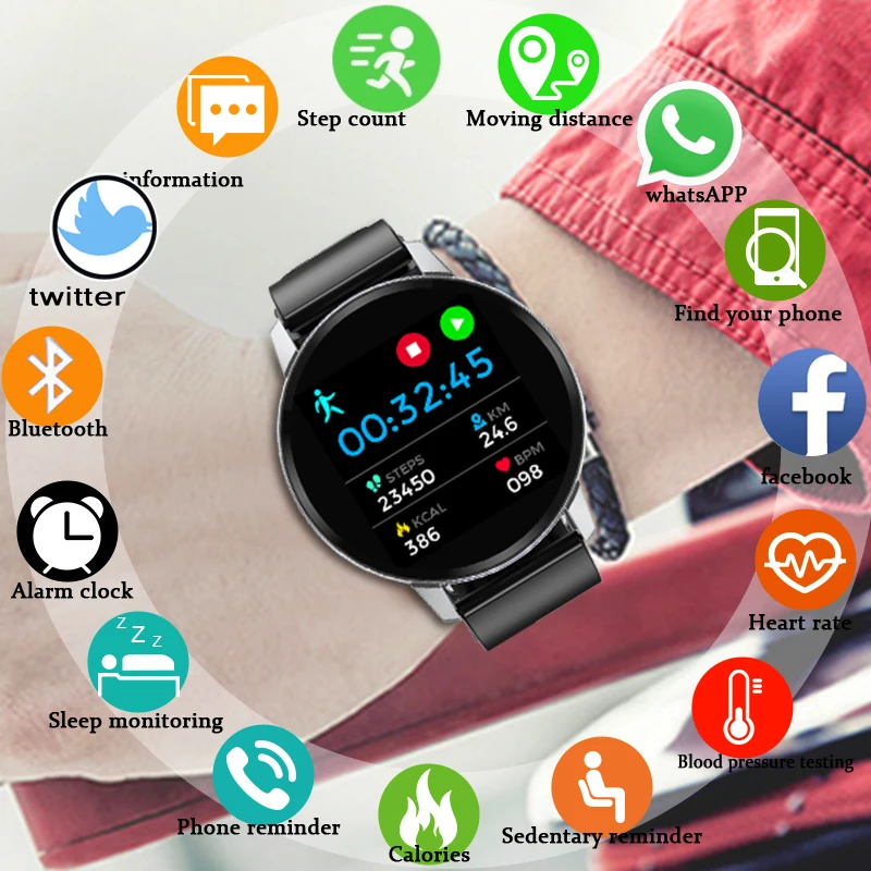 

BANGWEI 2019 Newest Full touch Smart watch Heart rate monitor Multi-function sports mode Fitness wristband For men women kids