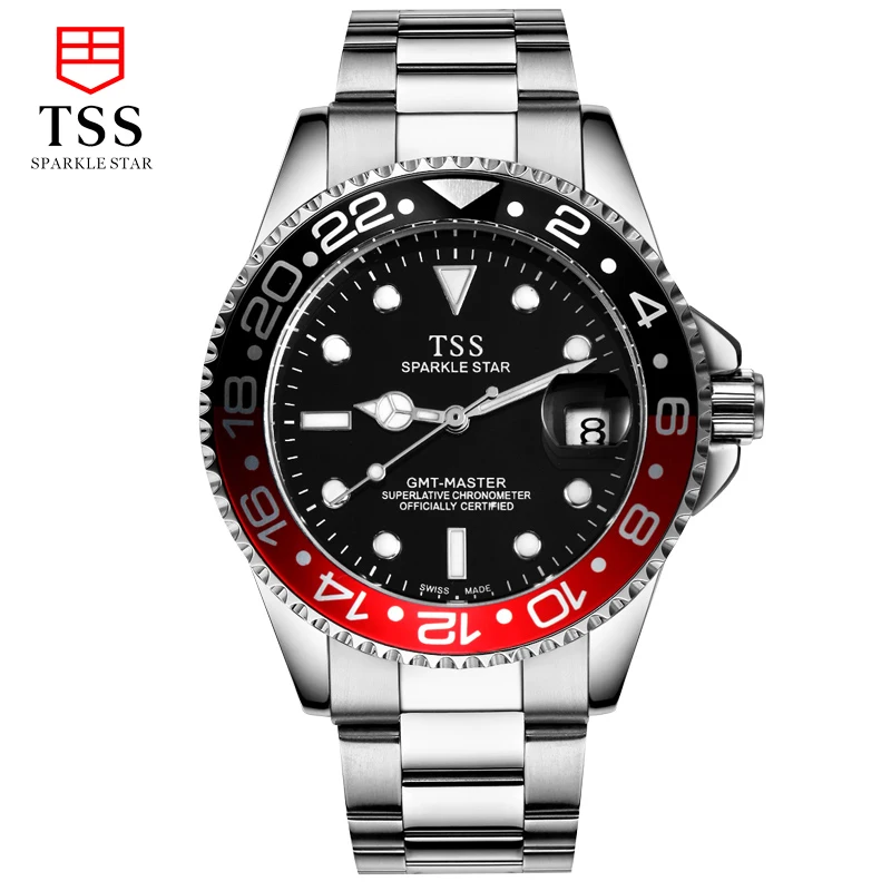 

TSS Diving watch GMT MASTER superlative chronometer automatic mechanical luminous rotatable bezel 2017 new watch hot sale