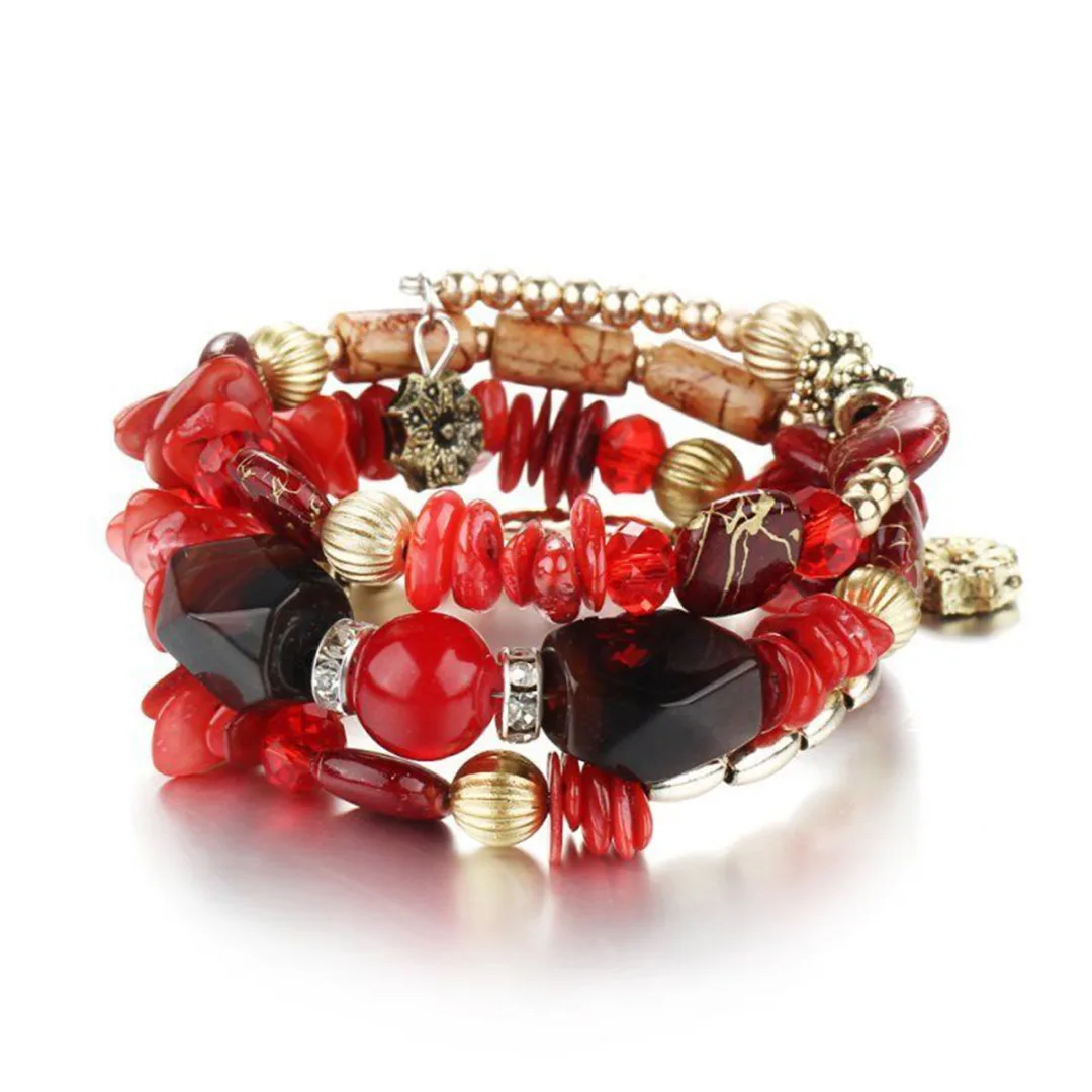 Multilayer Beads Charm Bracelets Shellhard Ethnic Tibet Imitation Natural Stone Bracelets Bangles For Women Bohemia Jewelry Gift