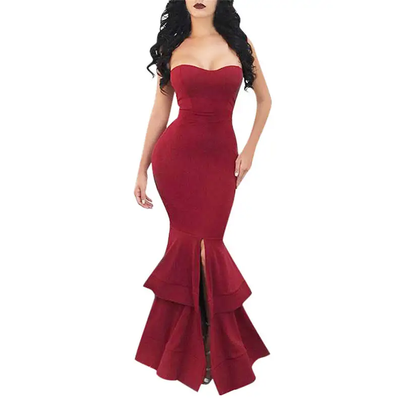 Элегантное сексуальное платье летнее женское модное платье однотонное Макси БЕЗРУКАВНОЕ вечернее платье с разрезом новые платья Vestidos 661D4