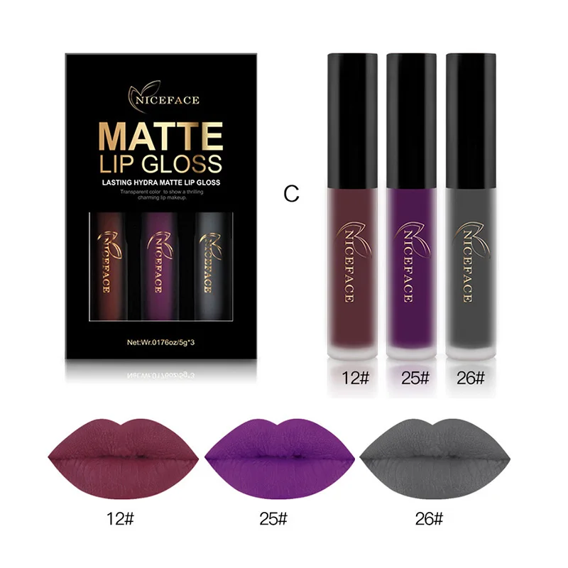 3PCS Long Lasting Matte Liquid Lipstick Pencil Glitter Gloss Makeup Kit Beauty | Красота и здоровье