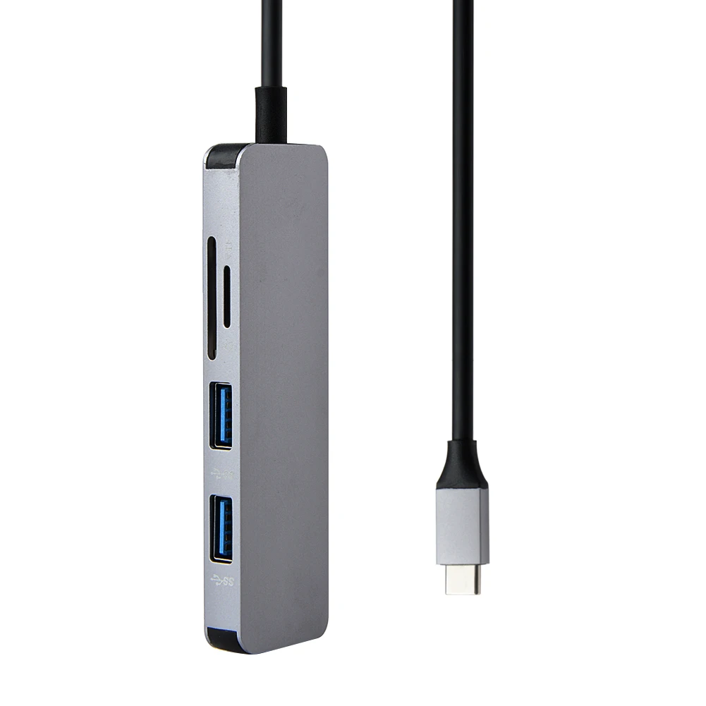 Алюминий 5 в 1 USB-C USB C концентратор тип-c до 4K HDMI 2 порта USB 3,0 концентратор SD/TF кард-ридер для MacBook type C концентратор адаптер