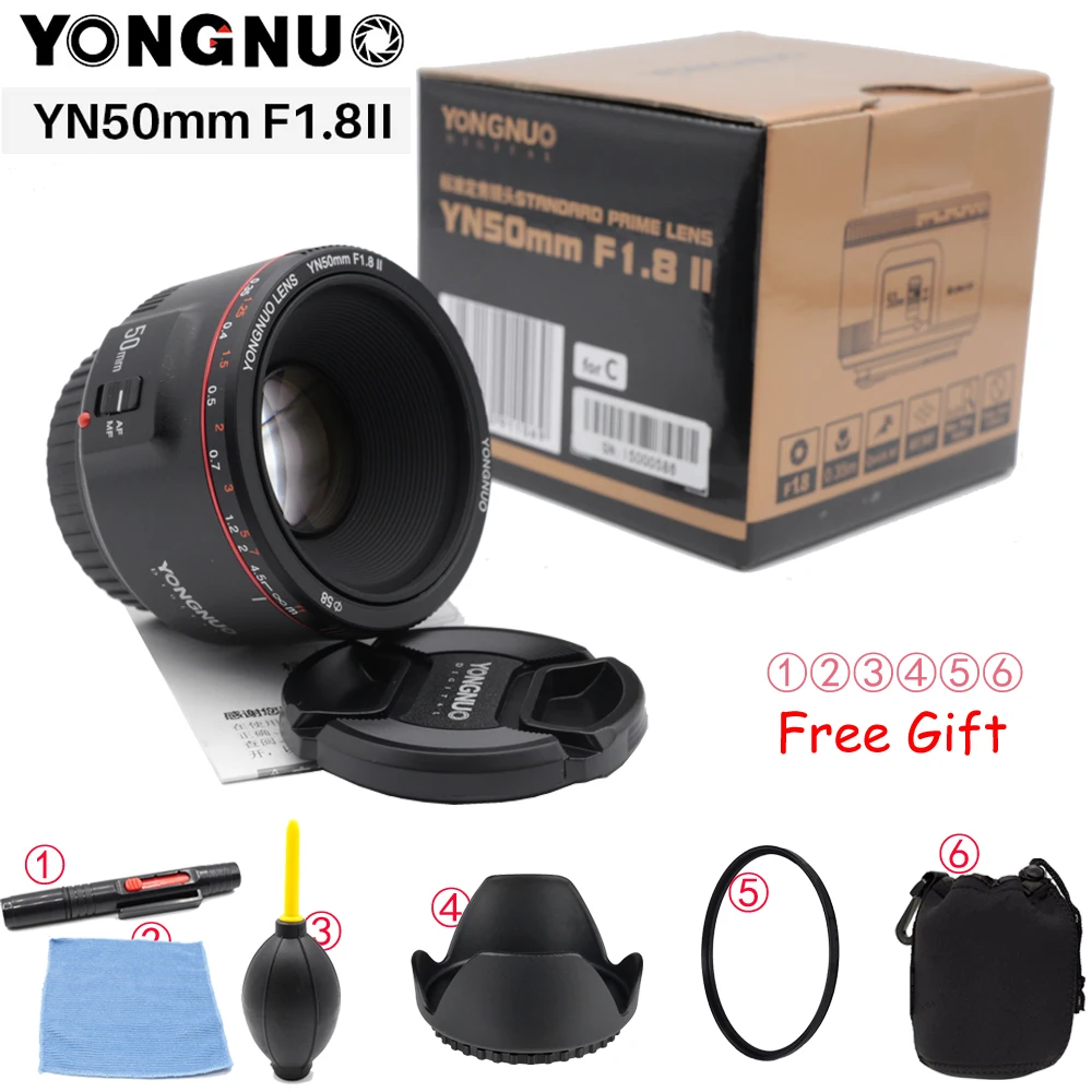 Koop YONGNUO YN50mm F1.8 II Grote Diafragma Autofocus Lens voor Canon Bokeh Effect Camera Lens voor Canon EOS 70D 5D2 5D3 600D DSLR