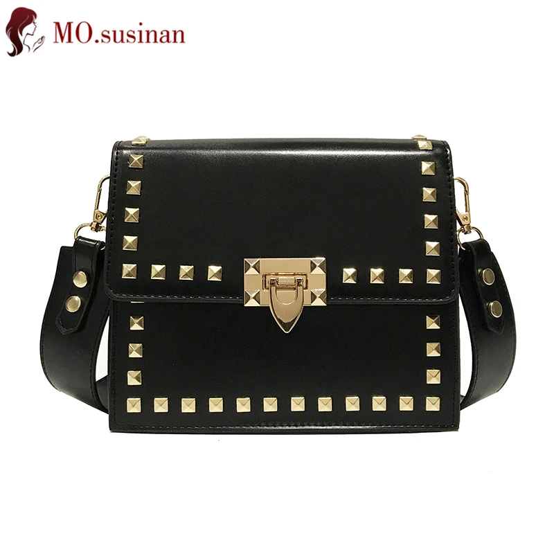 

Rivets Women Bag Female Leather Handbags Small Shoulder Bag Flap Tote Crossbody Bags for Women 2019 Ladies Messenger Bag Bolsos