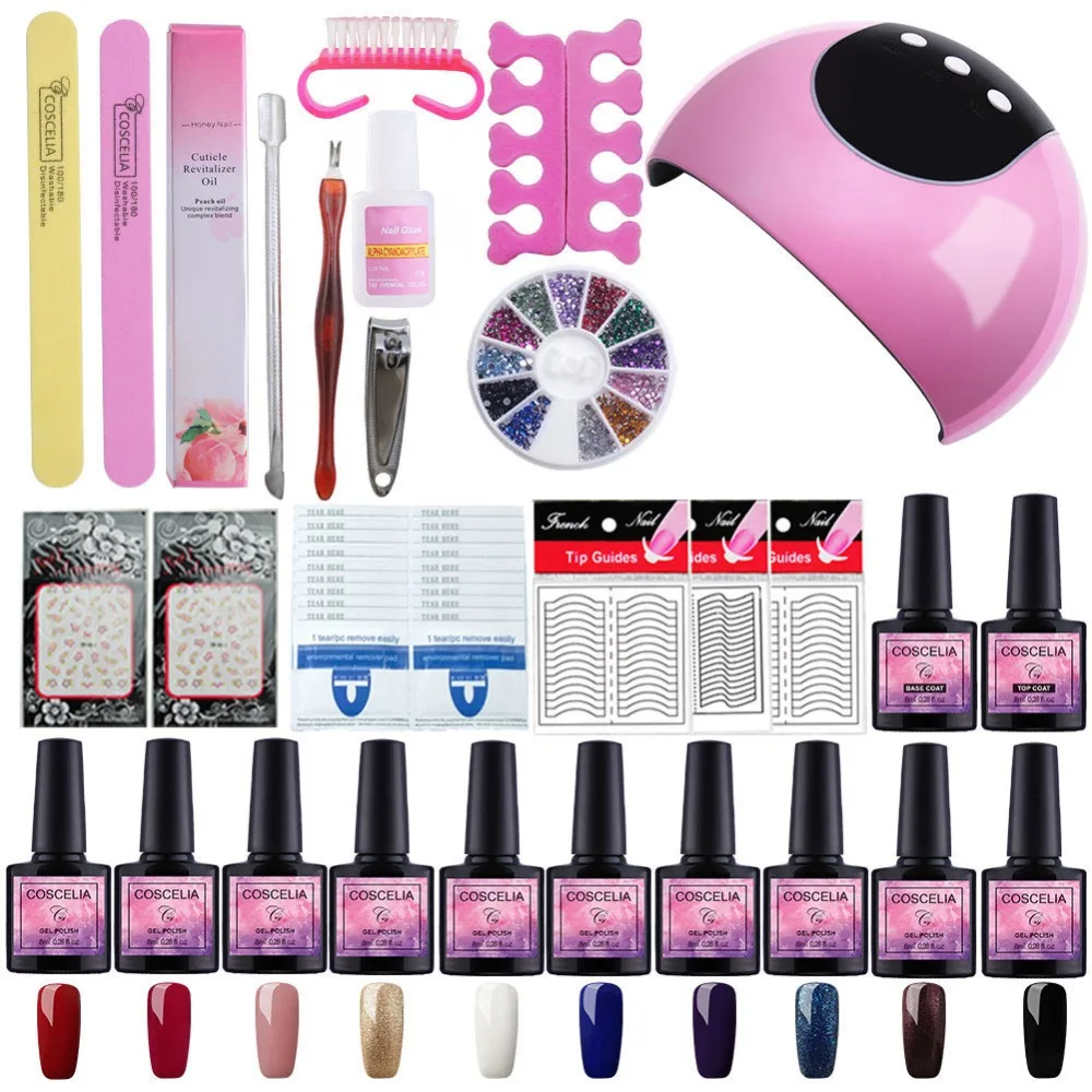 

Manicure Set 24W Dryer Lamp For Nails Set For Gel Nail Polish Set For Manicure Nail Extension Set 10 Colors Gel Varnish