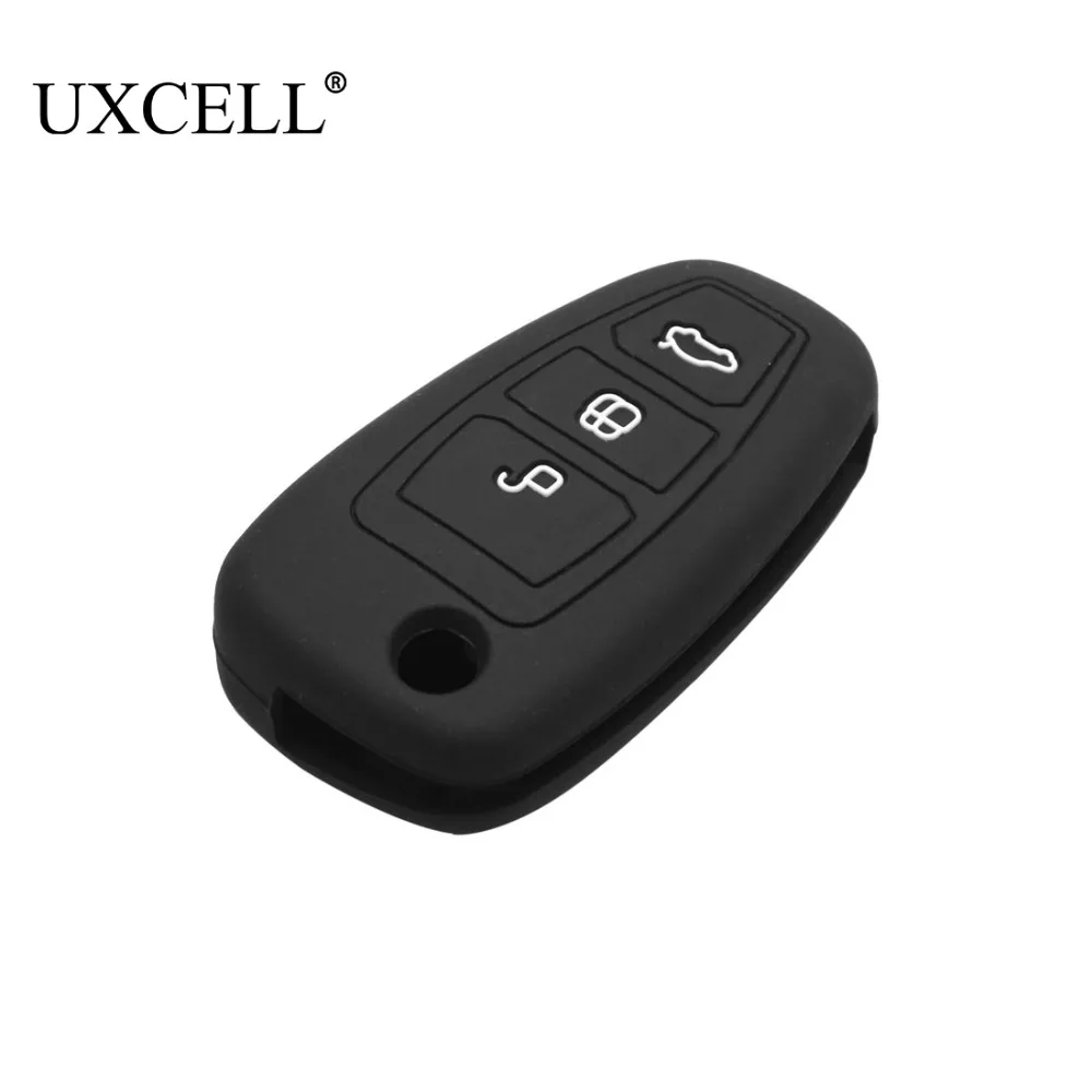 UXCELL 2 шт черный силиконовый 3 кнопки флип складной пульт дистанционного ключа чехол для Ford 2012