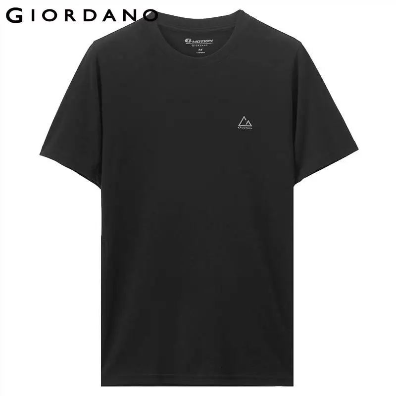 Giordano мужская быстросохнущая спортивная футболка с вышивкой на груди, есть несколько цветовых оттенков - Цвет: 09Black