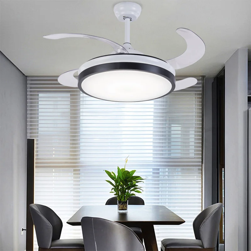

Luxury invisible ceiling fan Modern Fan with lights Acrylic Leaf Led Ceiling Fans 110V/220V with remote control ceiling fan