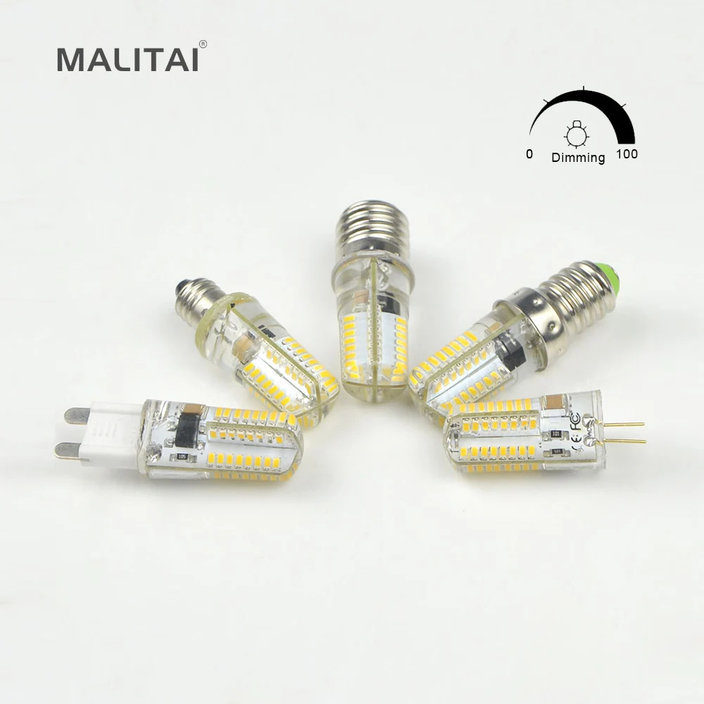 

1X Mini G9 G4 E11 E12 E14 E17 110V / 220V LED Corn lamp Dimmable 80 LEDs Silicone Bulb Replace 30W/40W Halogen light Chandelier