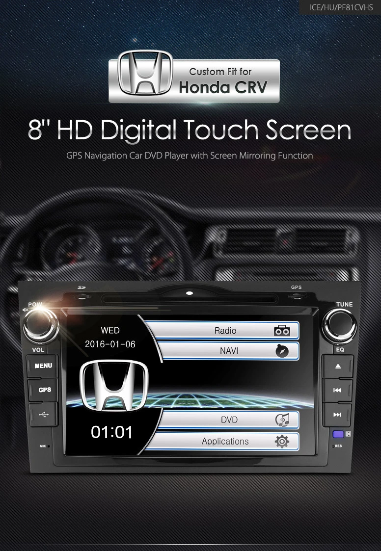 Cheap 8" Special Car DVD for Honda CRV 2007 2008 2009 2010 2011 with Original User Interface/Appearance & Android Mirror Link Support 1