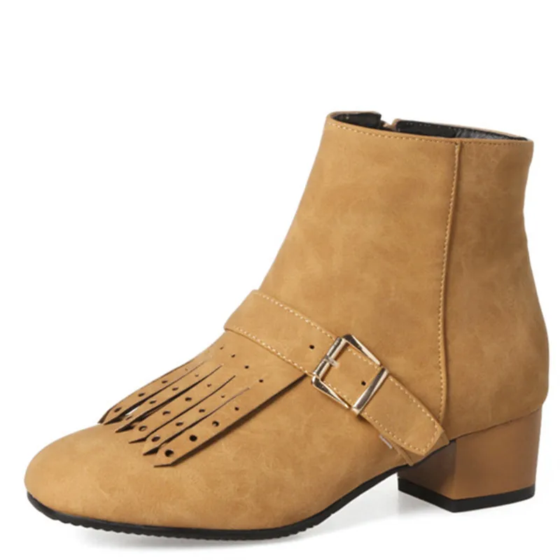 

LOVEXSS Woman Autumn Winter Fringe Ankle Boots Fashion Sexy Plus Size 32 45 Martin Boots Black Yellow Gray High Heeled Shoes