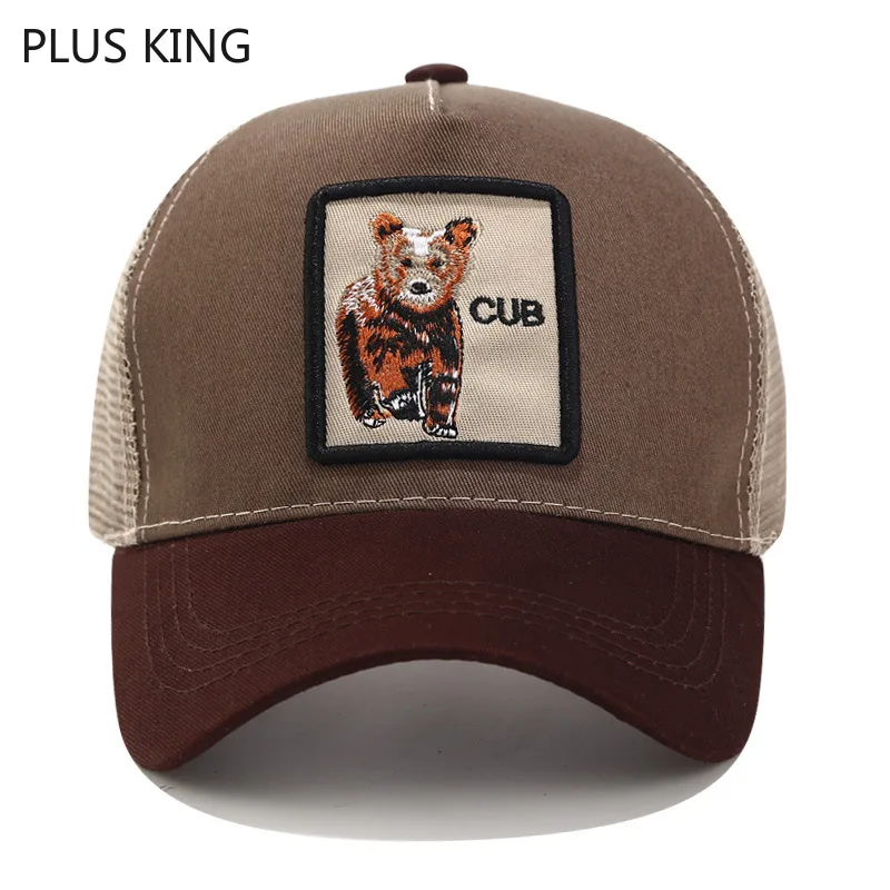 

2019 Summer Cub Baseball Cap Men Women Animal Embroidered Trucker Cap Brown