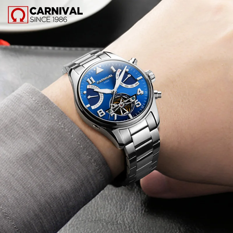 Швейцарский бренд carnival tourbillon автоматические механические часы Стальные