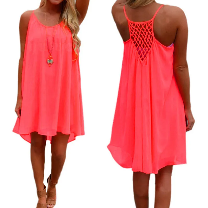 Hot 2016 Summer Fluorescence font b Dress b font font b Women b font Straps Chiffon