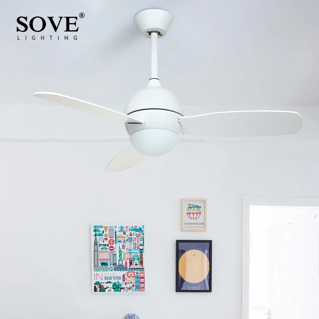 SOVE Moderne Wit Zwart Kids Plafondventilatoren Met Verlichting ... SOVE Moderne Wit Zwart Kids Plafondventilatoren Met Verlichting ...
