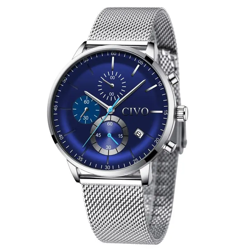 

CIVO Watch Mens Sport Waterproof Chronograph Watches Top Brand Luxury Quartz Clock Men Chronograph Week Date Display Wrist Watch