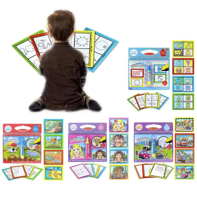 

Reusable Coloring Water Painting Book Kids Magic Doodle Write Board Drawing Book Coloring Painting Board Educational toy