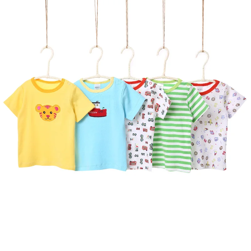 Летняя футболка для маленьких мальчиков, хлопковые топы с мультипликационным принтом, футболки для детей, детская верхняя одежда, 3-24 месяца,, хит сезона