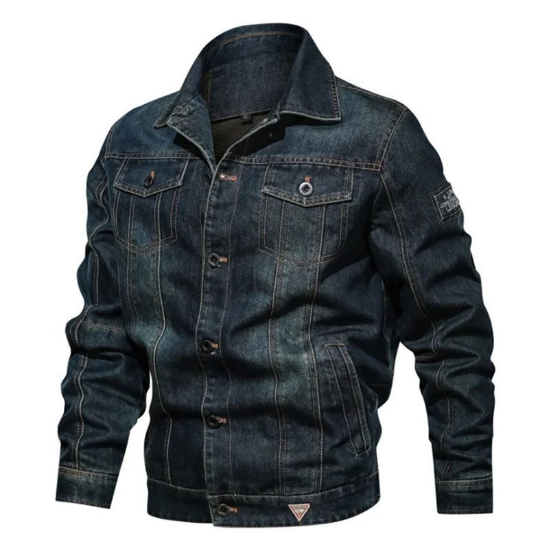 

L-6XL Denim Jacket Men New Spring Cotton Jacket Slim Men's Jeans Jackets British Style Trend Denim Coat Men Casaco Masculino