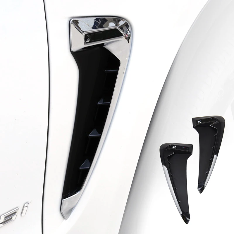 2pcs for BMW Side Wing Air Flow Fender Intake Vent Cover for 2014 2015 2016 2017 BMW X5 F15 Not Fit for 2015 2016 2017 X5M F85 ABS Silver Chrome