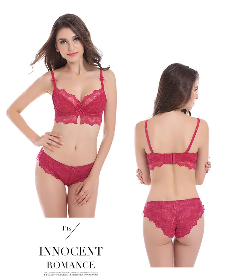 Sexy lace ultra-thin cup underwear push up adjustment bra set for girls thin section bra and panty suit 7a