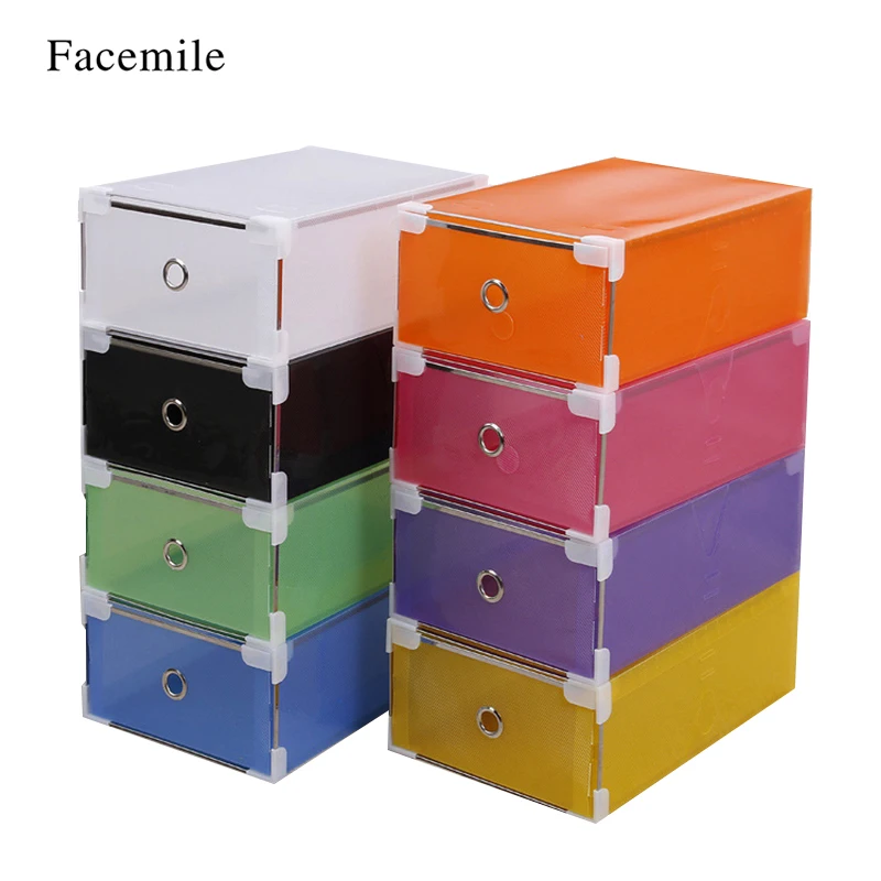 

Facemile 5Pcs Shoe Storage Boxes Plastic Storage Box Case Multifunction Transparent Thickened Drawer Organizer 31x20x11 cm