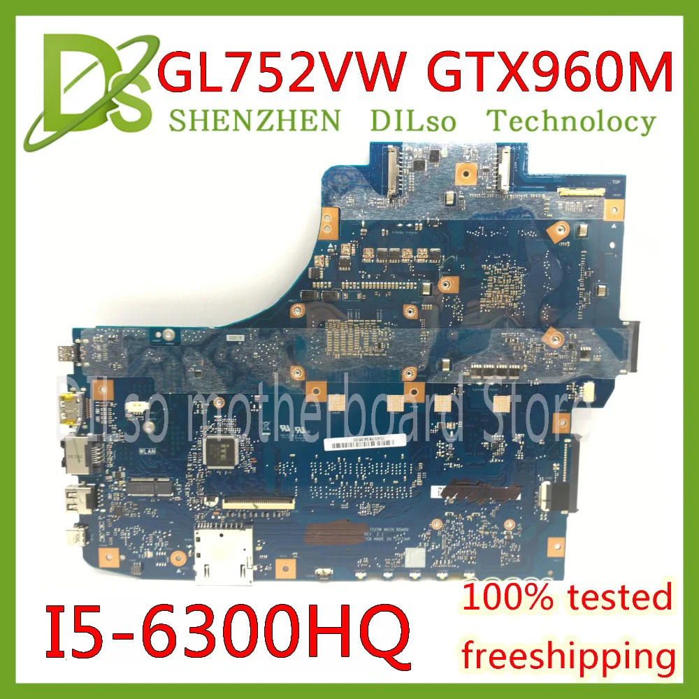 Sale KEFU GL752VW motherboar For ASUS GL752VW GL752V G752V G752VW Laptop motherboard i5-6300HQ CPU with GTX960M graphics card Test 1