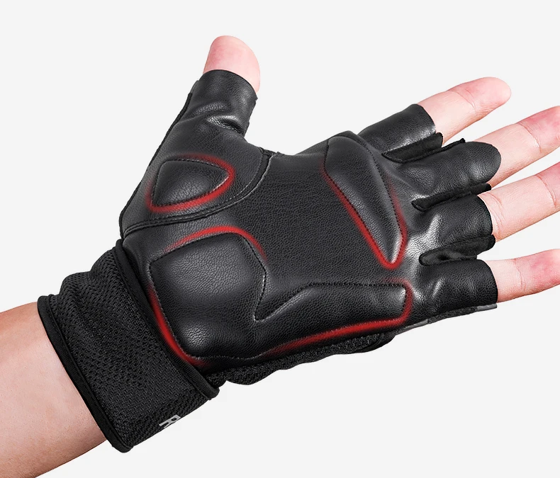 ROCKBORS Gym Anti-Slip Weight Lifting Fitness Gloves Half Finger Fitness Sports Protective Gloves Body Building Male Hand Mitten