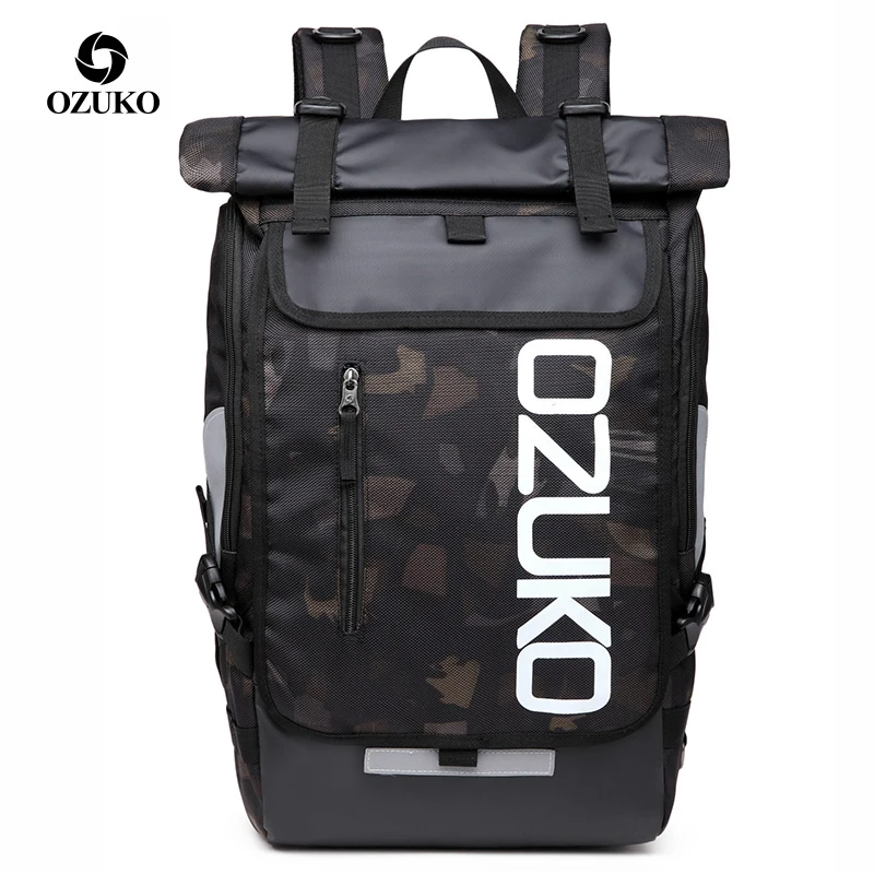 

OZUKO Waterproof Men 15.6 inch Laptop Backpack Camouflage School bag for Teenager Fashion Student Backpacks Male Travel Mochila