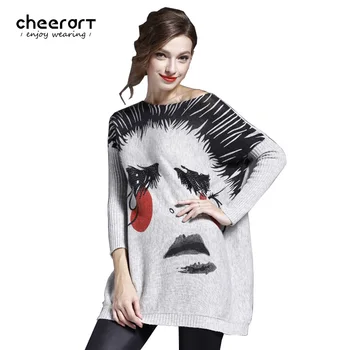 

High Quality Women Knitted Rabbit Fur Print Loose Plus Size Sweaters And Pullovers Jumper Pull Femme Fashion Winter Clothing