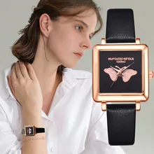 Женские часы Lvpai бренд 3D тисненая бабочка квадратное платье модные кожаные кварцевые часы в творческом стиле дамский браслет наручные часы@ 50