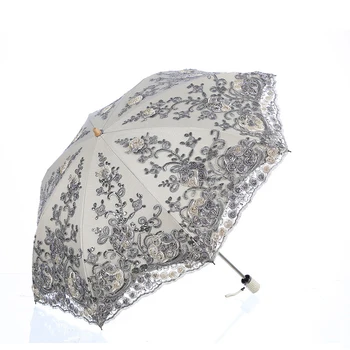 

Folding umbrella umbrellas rain women folding UV protection Embroider umbrella Fashion lace bumbershoot fashion Lace umbrellas