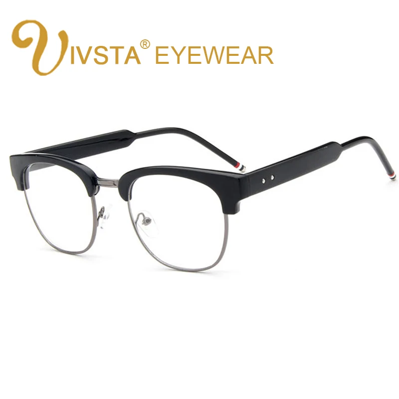 

IVSTA TB Style Frame Brand Designer Glasses Men Half Rim Spectacle Eyeglasses Prescription Eyewear Myopia Reading Brown Demi