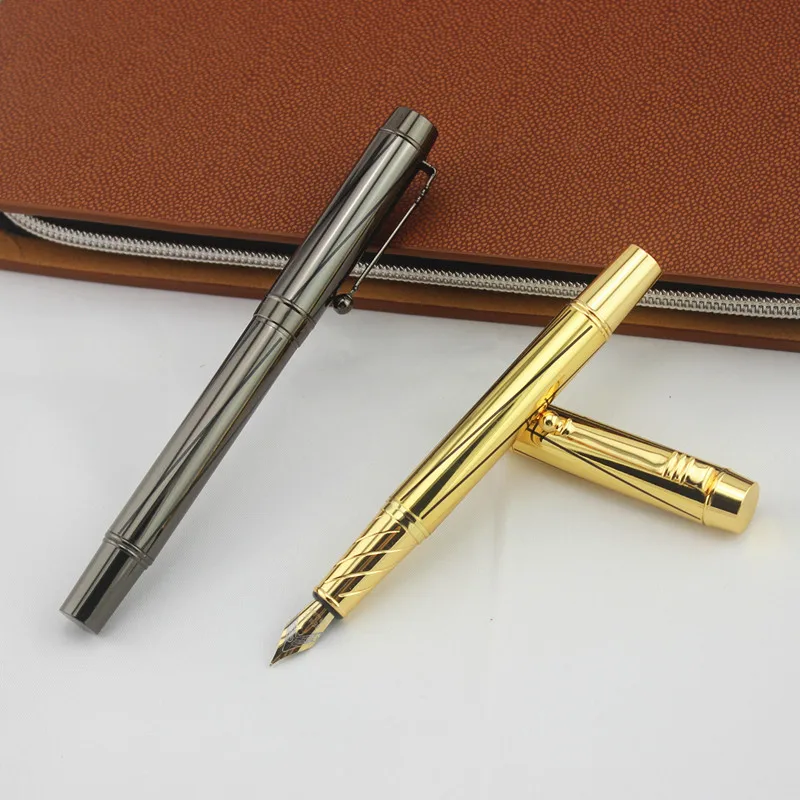 Metal gray/gold Fountain Pen Full Metal Brass Body Fountain Pen Metal