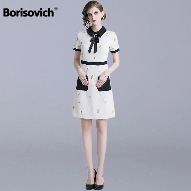 Женское офисное платье карандаш Borisovich элегантное весеннее с воротником Питер