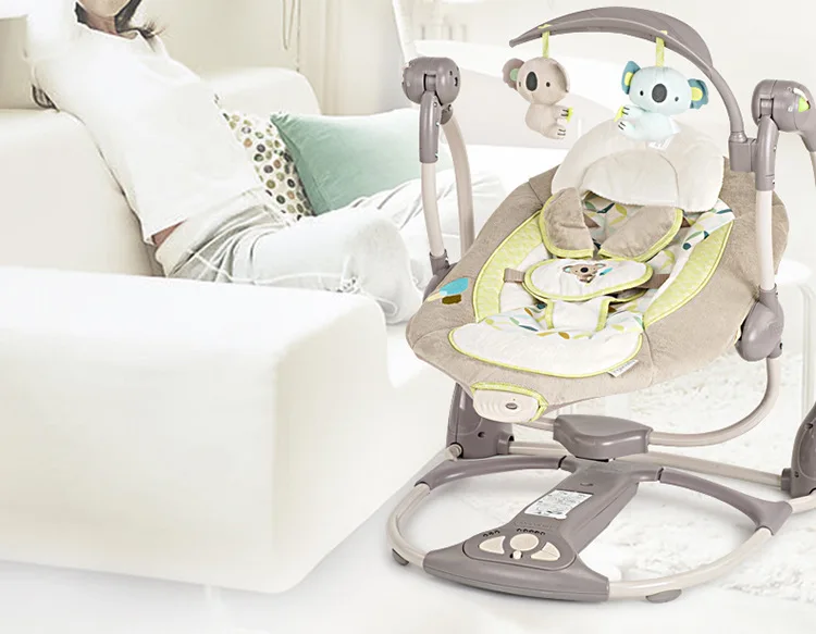 Новорожденным подарком Multifunctio музыка электрические качели Американский BabyComfort стул детская колыбель несколько передач Регулируемый 5-точечный ремень безопасности