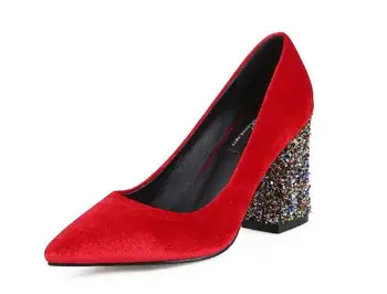 

Zapatos Mujer Wedding Shoes Woman Ladies Chunky Glitter High Heels Women Pumps Fashion Elegant Chaussure Femme Nice C16162