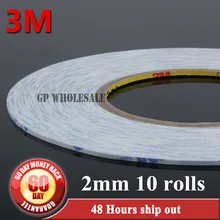 10 рулонов(2 мм* 50 м) Белый 3 м 9448A двусторонняя клейкая лента для iphone/ipad Android телефон планшет Сенсорная панель экран кабель